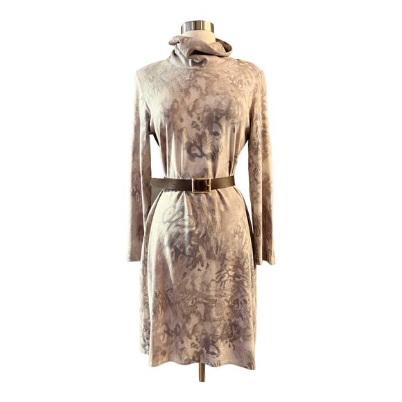 NAULOVER Sheath Knit Dress Turtleneck Wool Angora Long Sleeves Neutrals 42 Large - Picture 10 of 11